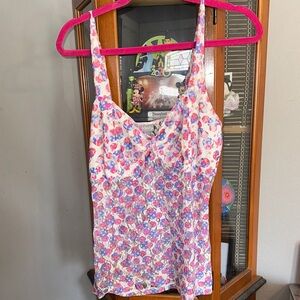 Vanity Vintage  Pink and Purple Floral Camisole